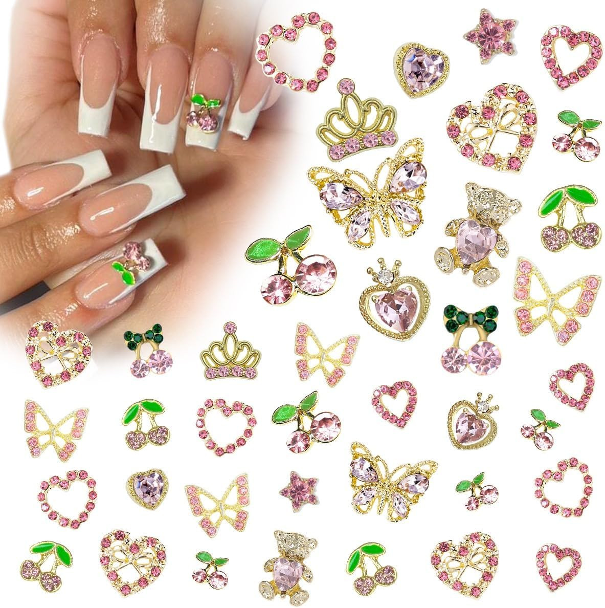 Planet Nail Charms, 54 Pcs 3D Nail Rhinestones Shiny Silver Saturn Shape, Nail A