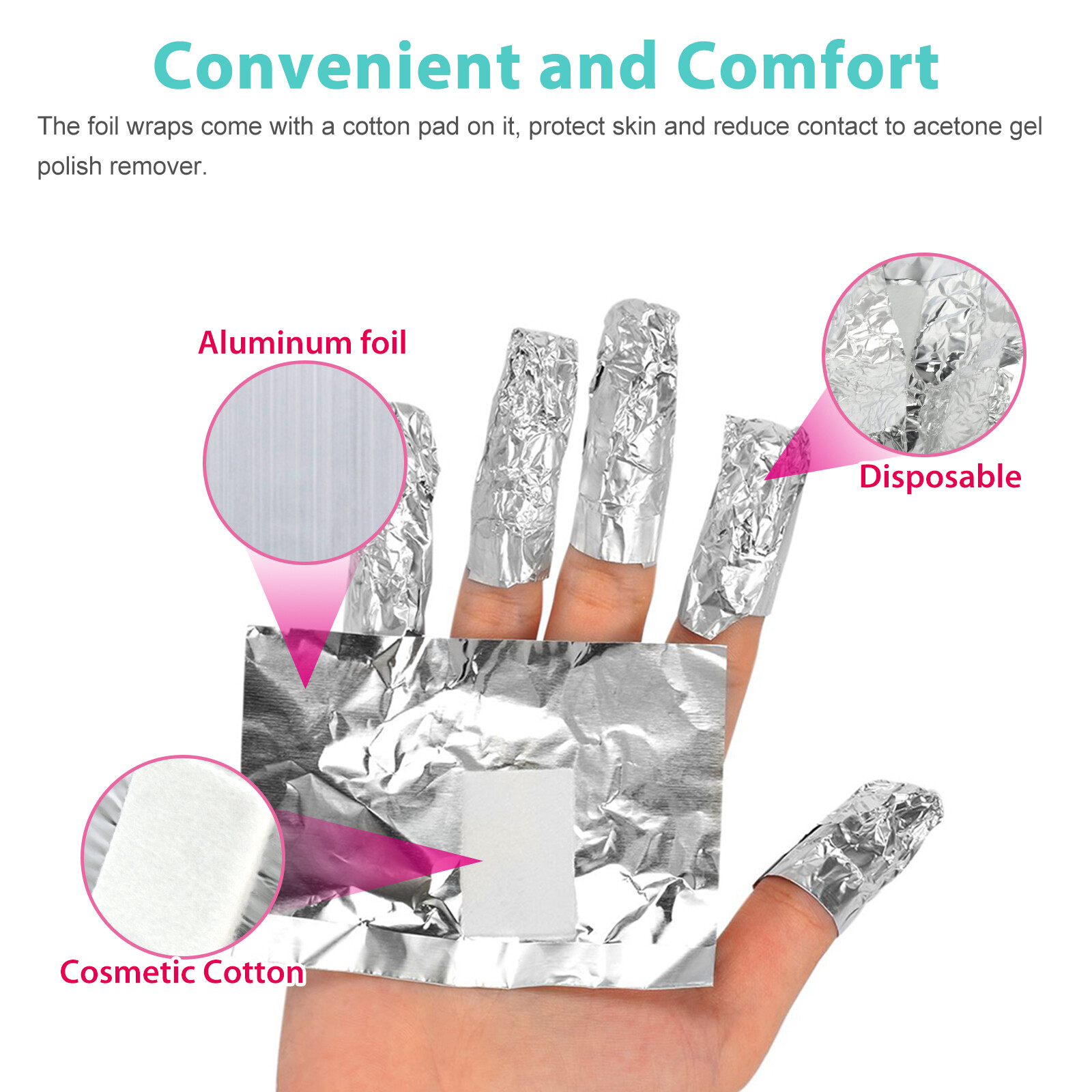 500PCS Aluminium Foil Nail Wrap Art Soak Off Gel Polish Remover Manicure Cleaner