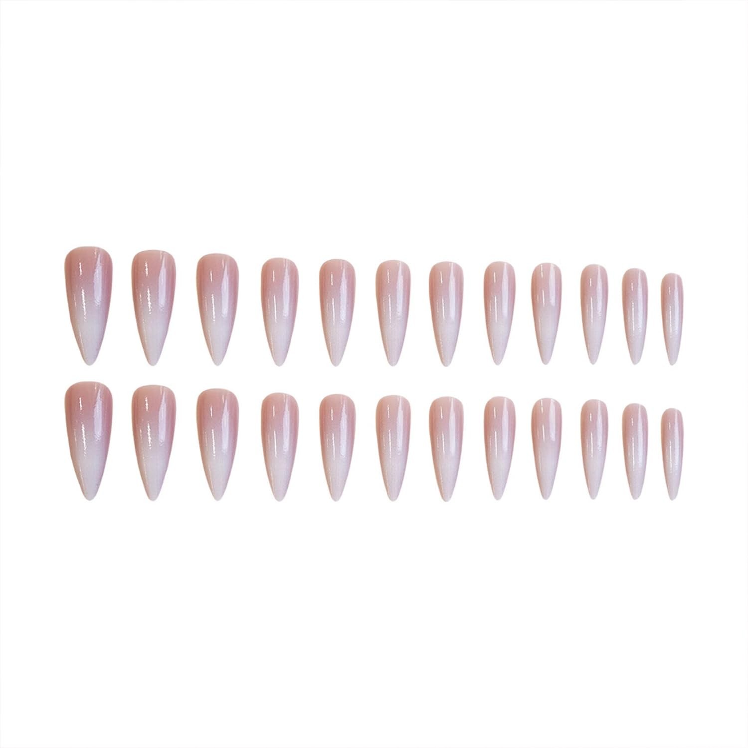 Stiletto Press on Nails Nude Fake with Gradient Long, multicolor