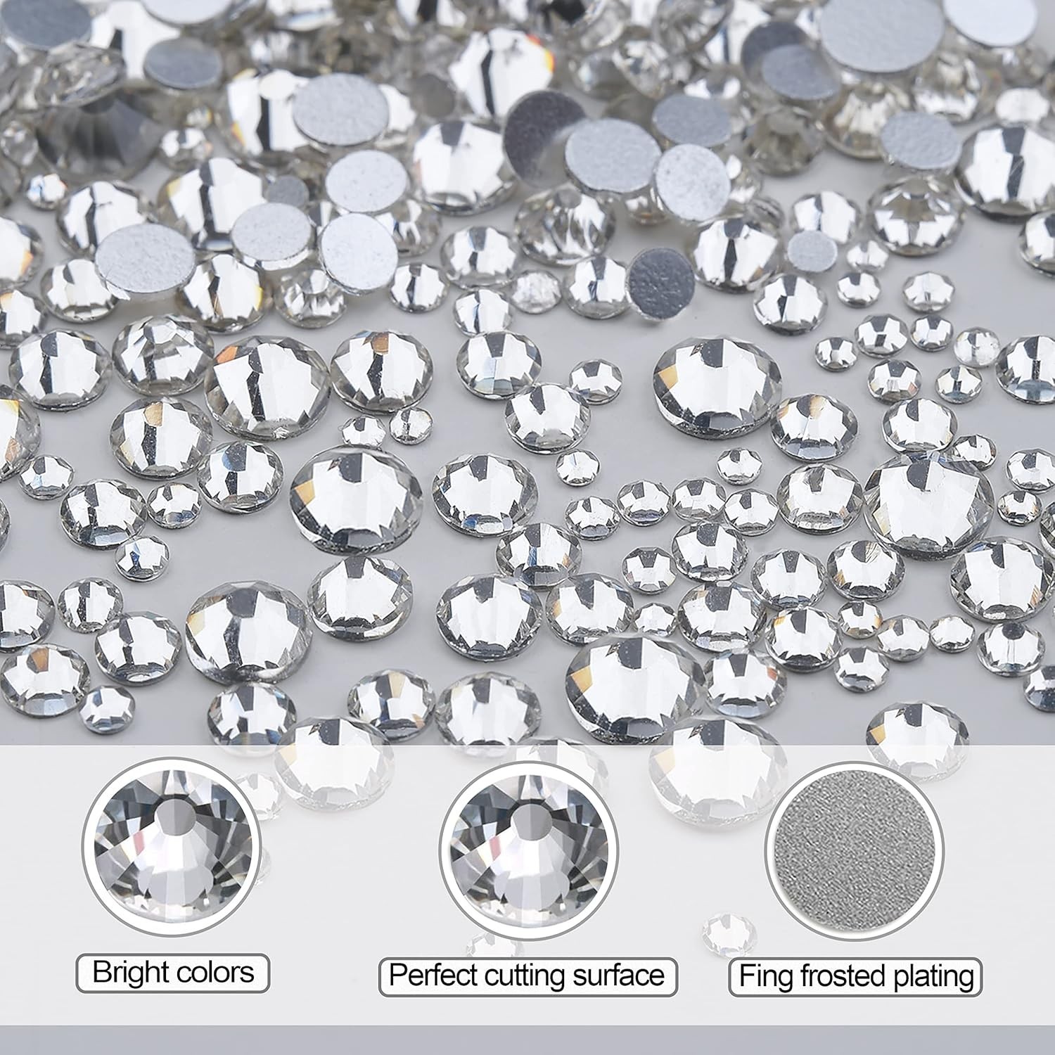 2400pcs Nail Art Rhinestones Kit – Crystal Clear Flatback Gems for Elegant Nails