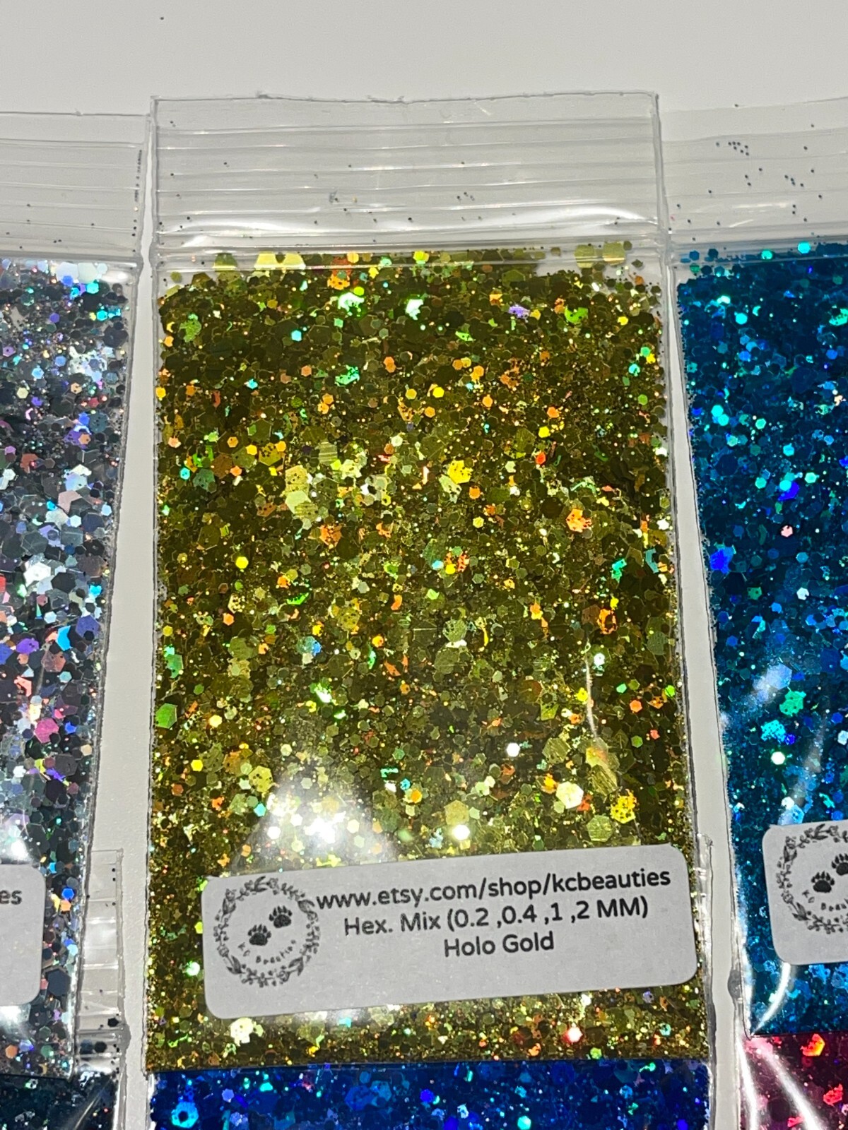 50g Solvent Resistant HEX MIX 0.2,0.4,1,2MM Glitter HOLO GOLD ART Nail Craft