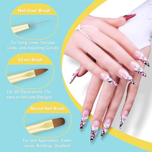 Nail Art Brushes and Dotting Tools 6pcs Set for Builder Gel Polygel Gel