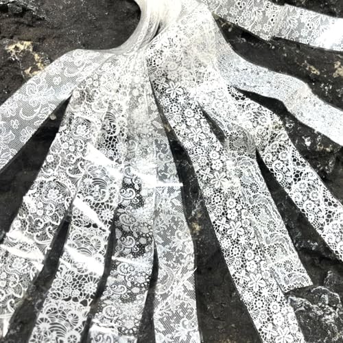 10 Rolls White Lace Nail Foil, Lace Nail Art Foil Transfer Stickers Style 2