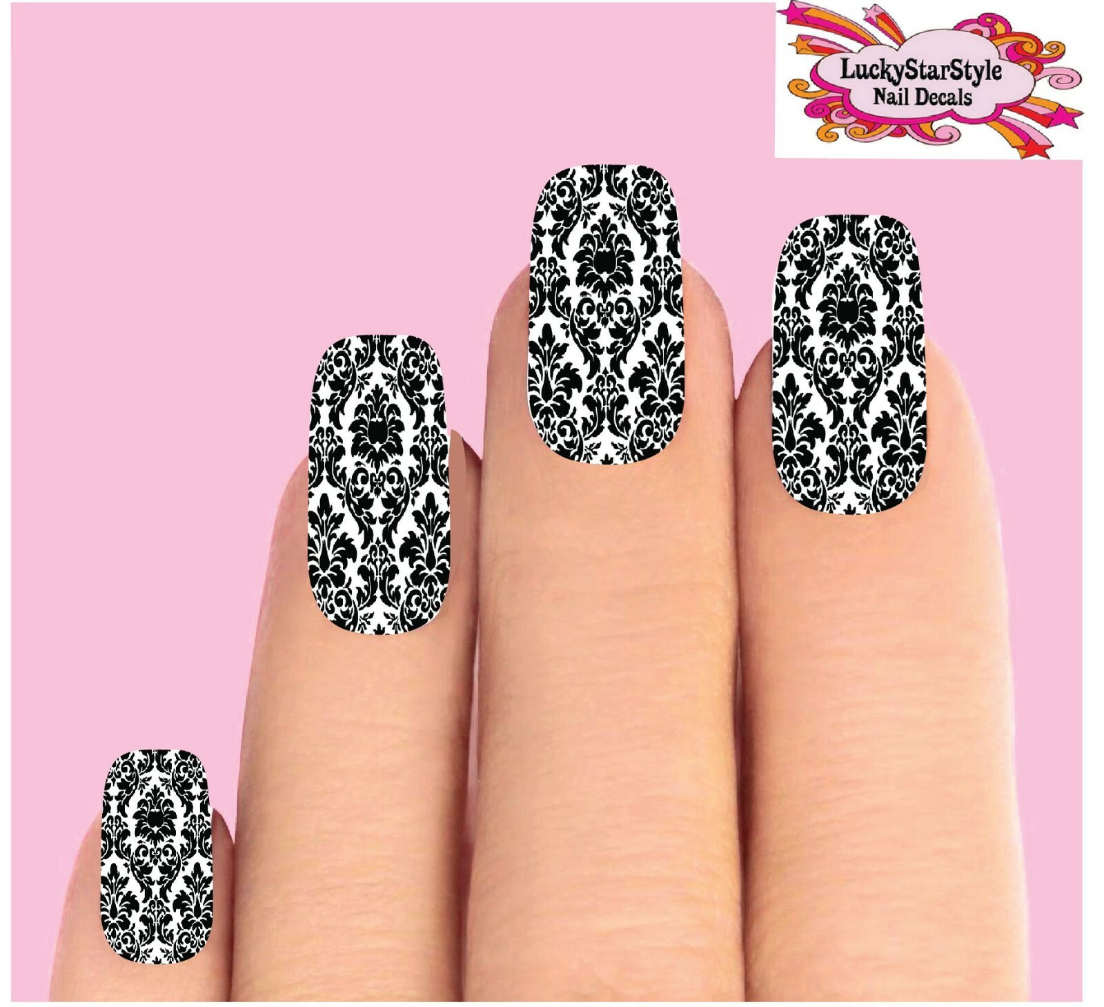 Waterslide Full Nail Decal Set of 10 – Black Baroque Lace