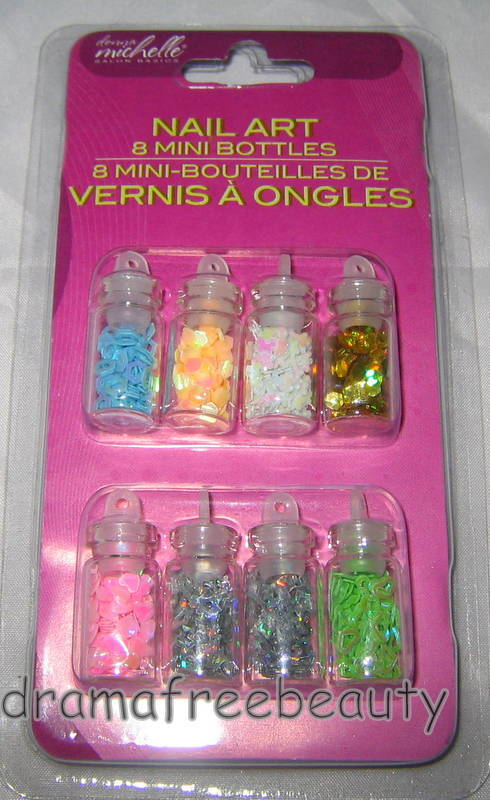 BN Donna Michelle NAIL ART 8 Mini Bottles *Holographic Stars, Hearts, Hexagons*