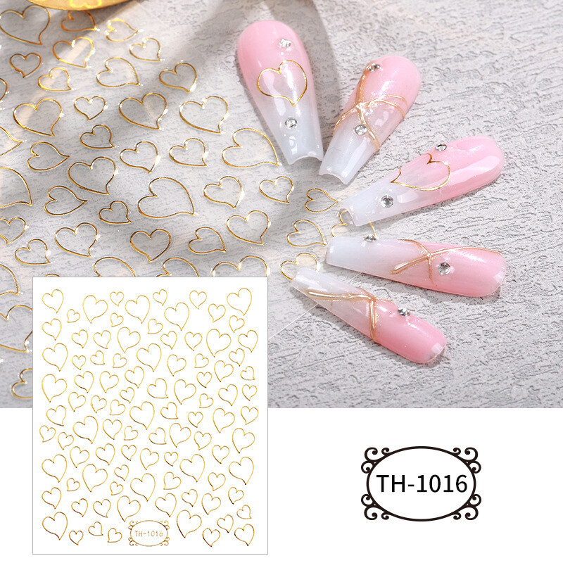 1 Sheet Nail Art Stickers Sakura Gradient Flower 3D Laser Cherry Floral Decals