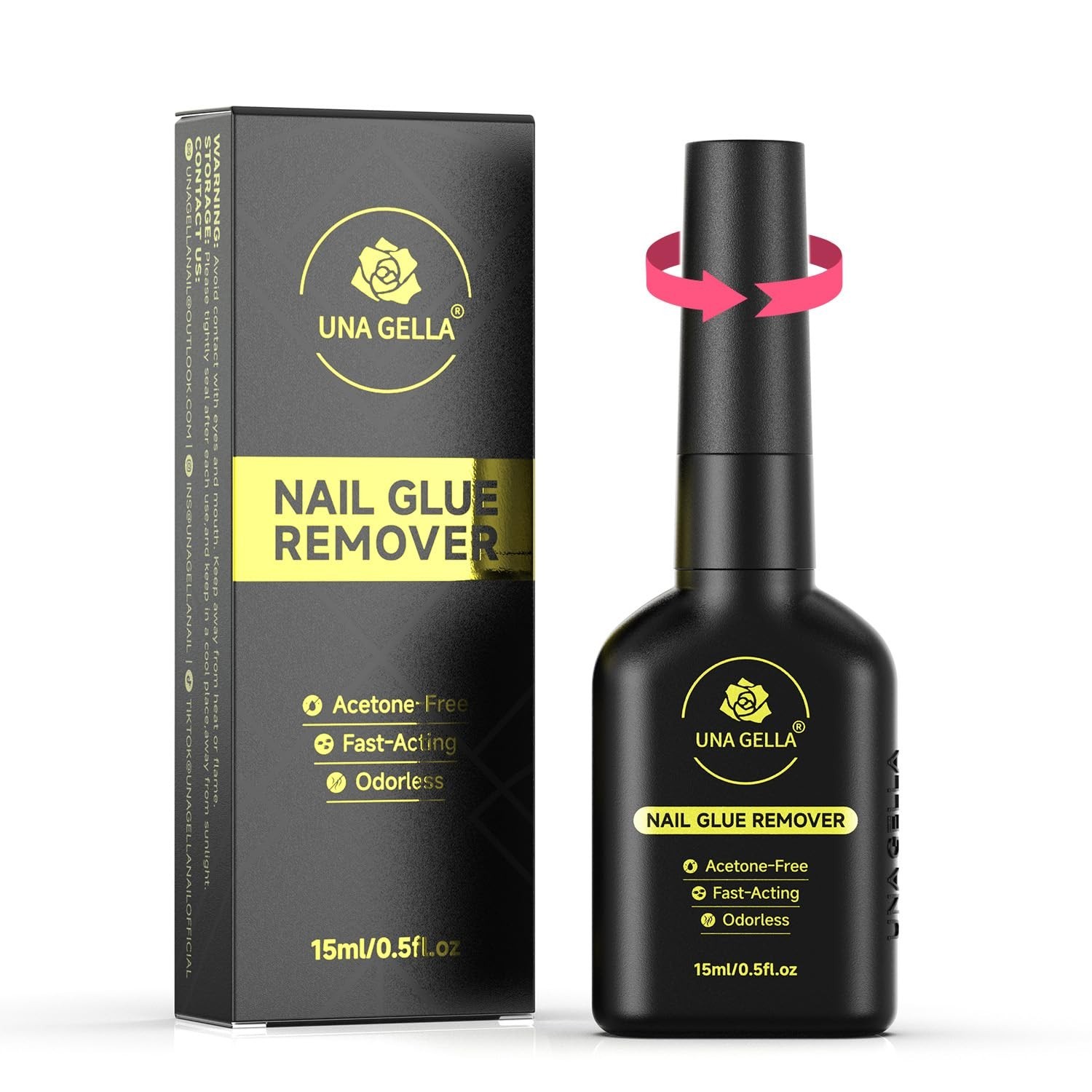 UNA GELLA Nail Glue Remover for Press on Nails 15ml Upgraded Stick & Remove 2 in