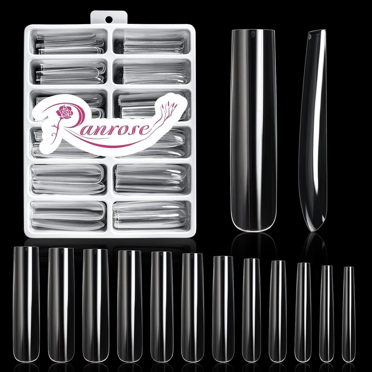 240 Piece Set of Glossy XXXL Square Nail Tips – Perfect for Stylish Manicures