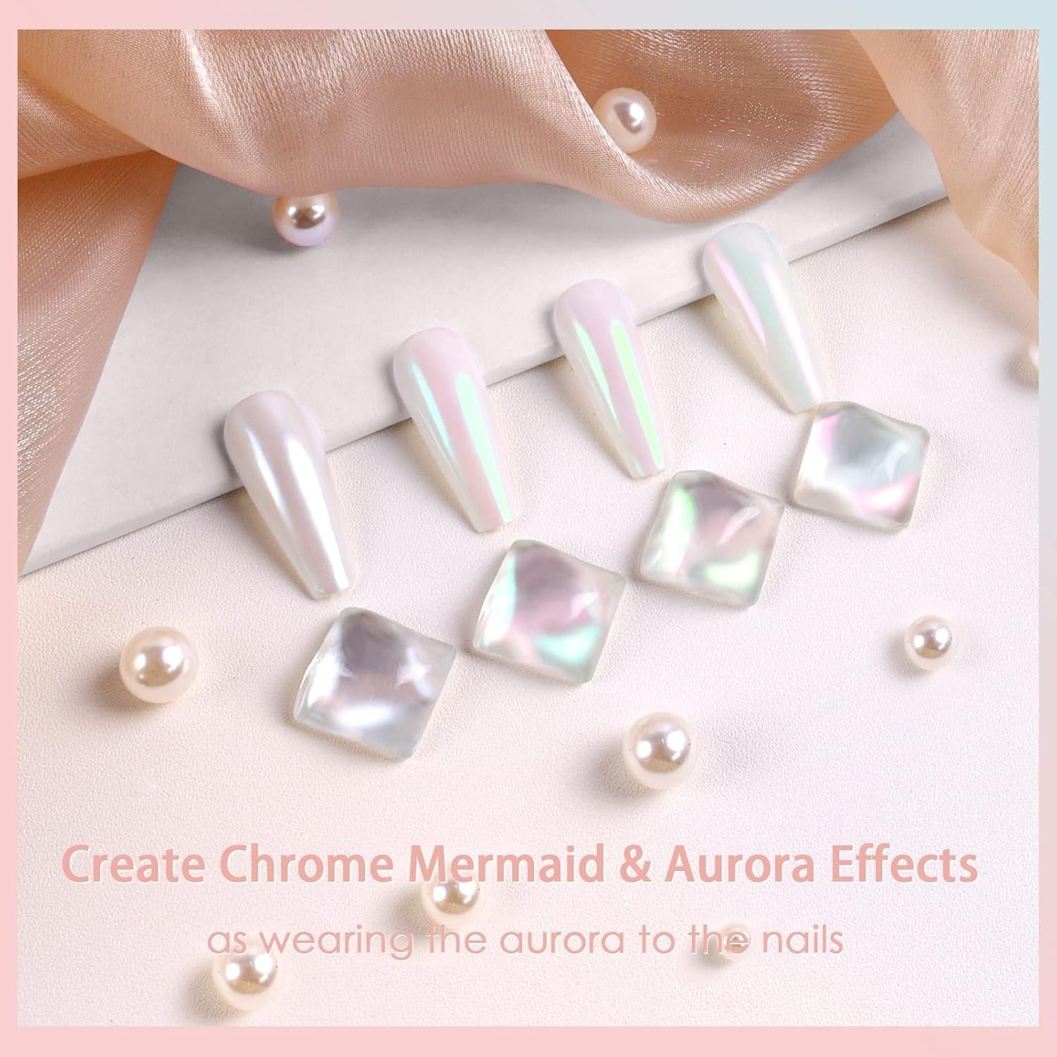 Metallic Mirror Effect Nail Glitter – 4-Piece Mermaid Set with Applicators