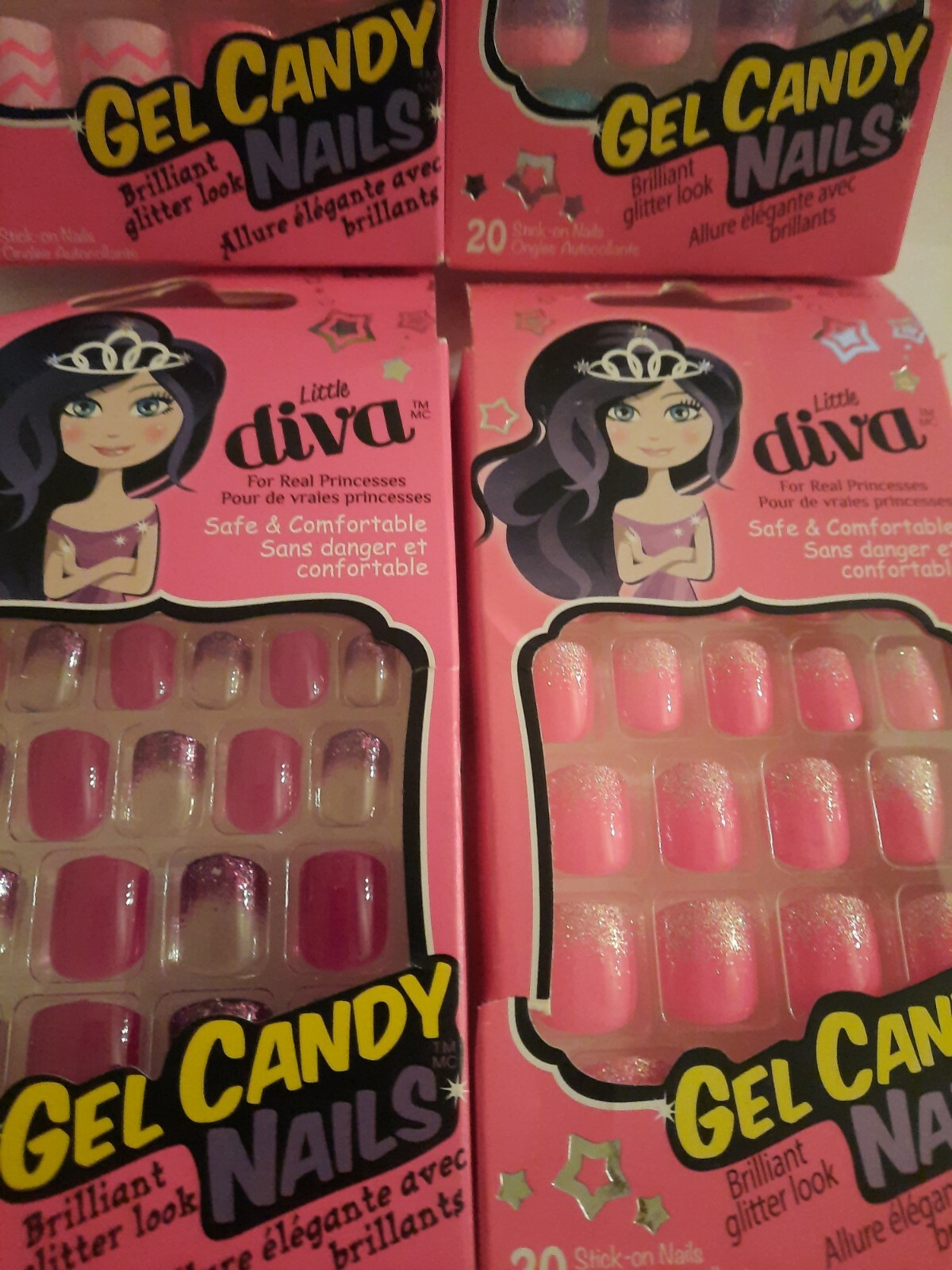 4 Broadway Little Diva Gel Candy Nails – No repeats By Kiss pinks and blue mix