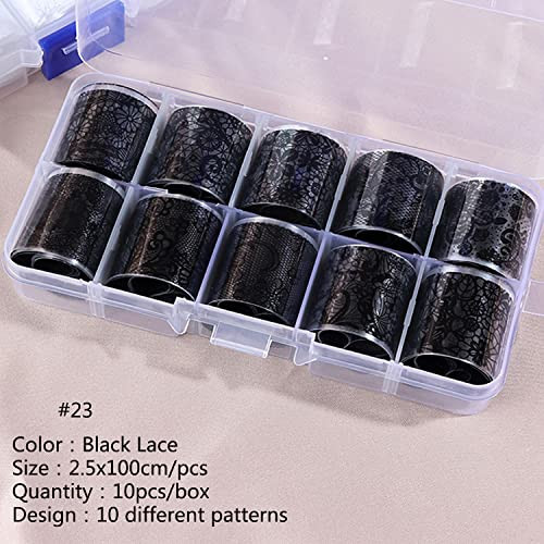 Lace Nail Foil Transfer Stickers Black Lace Nail Foils Decals Nail Art