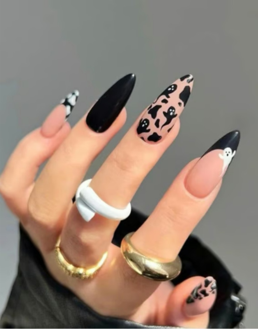 Black Ghosts Halloween NEW Press On Nails NIB