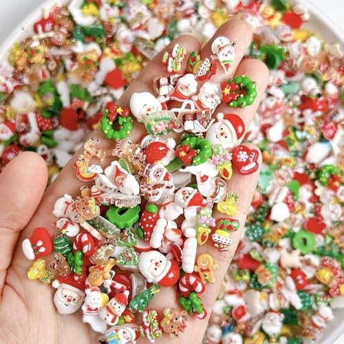 40Pcs Christmas Mix Nail Charms Reindeer Snowman Santa Claus Nail YH-6