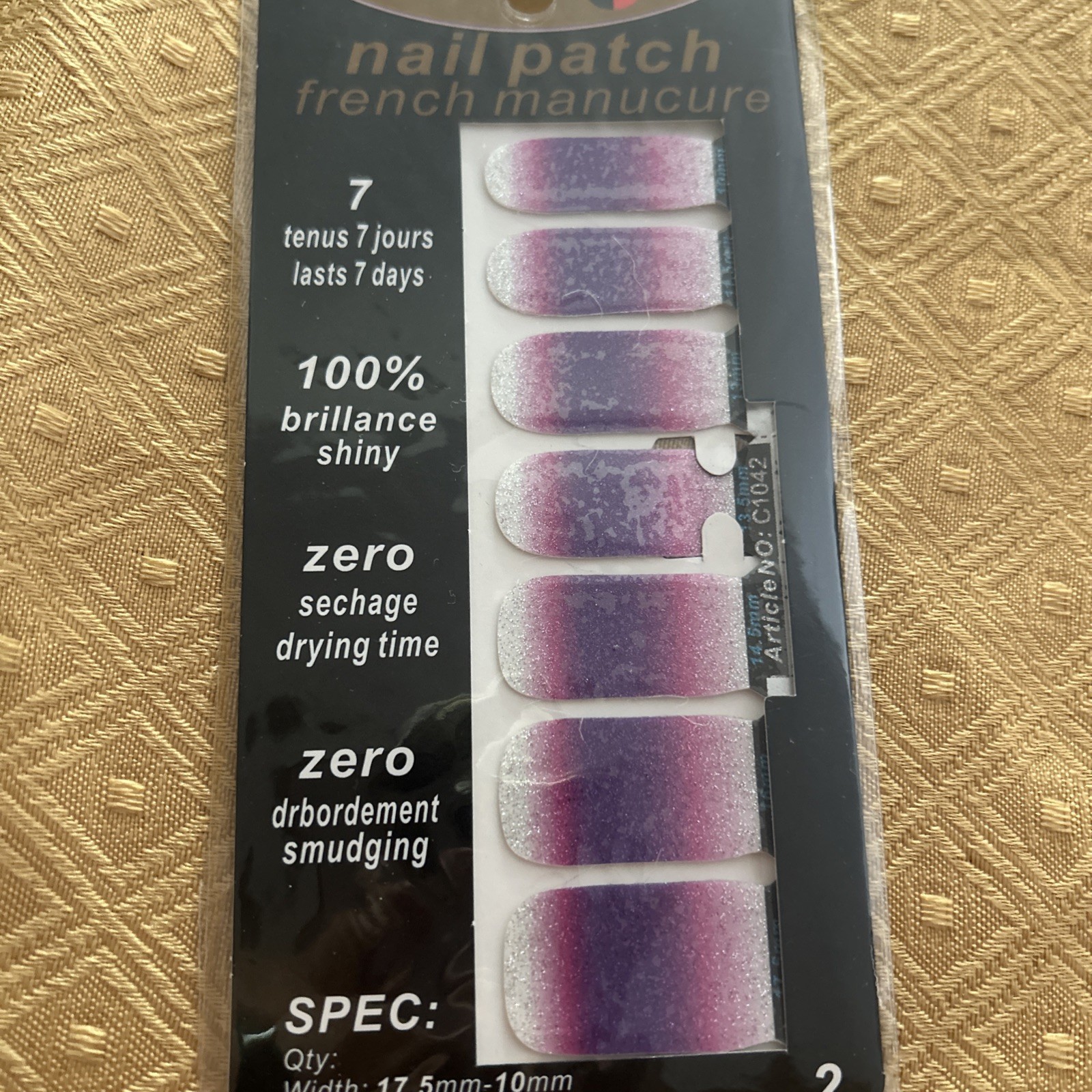 11 Pack Nail Patch French Manicure Stickers Glitter Nail Polish Strips