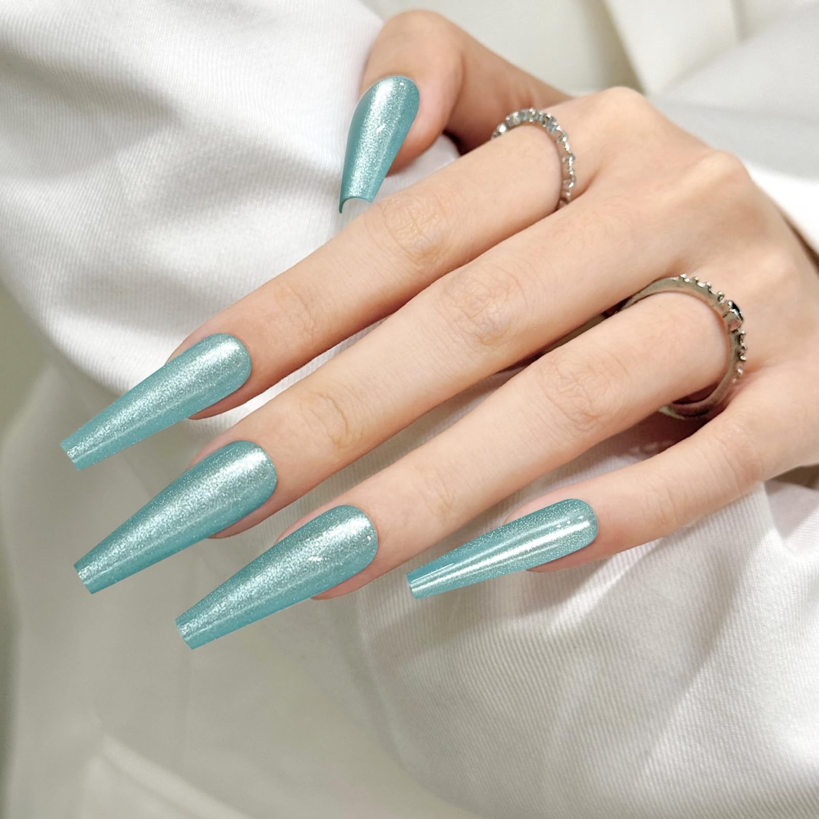SKYCLOUD Sky Blue coffin press on nails 24pc