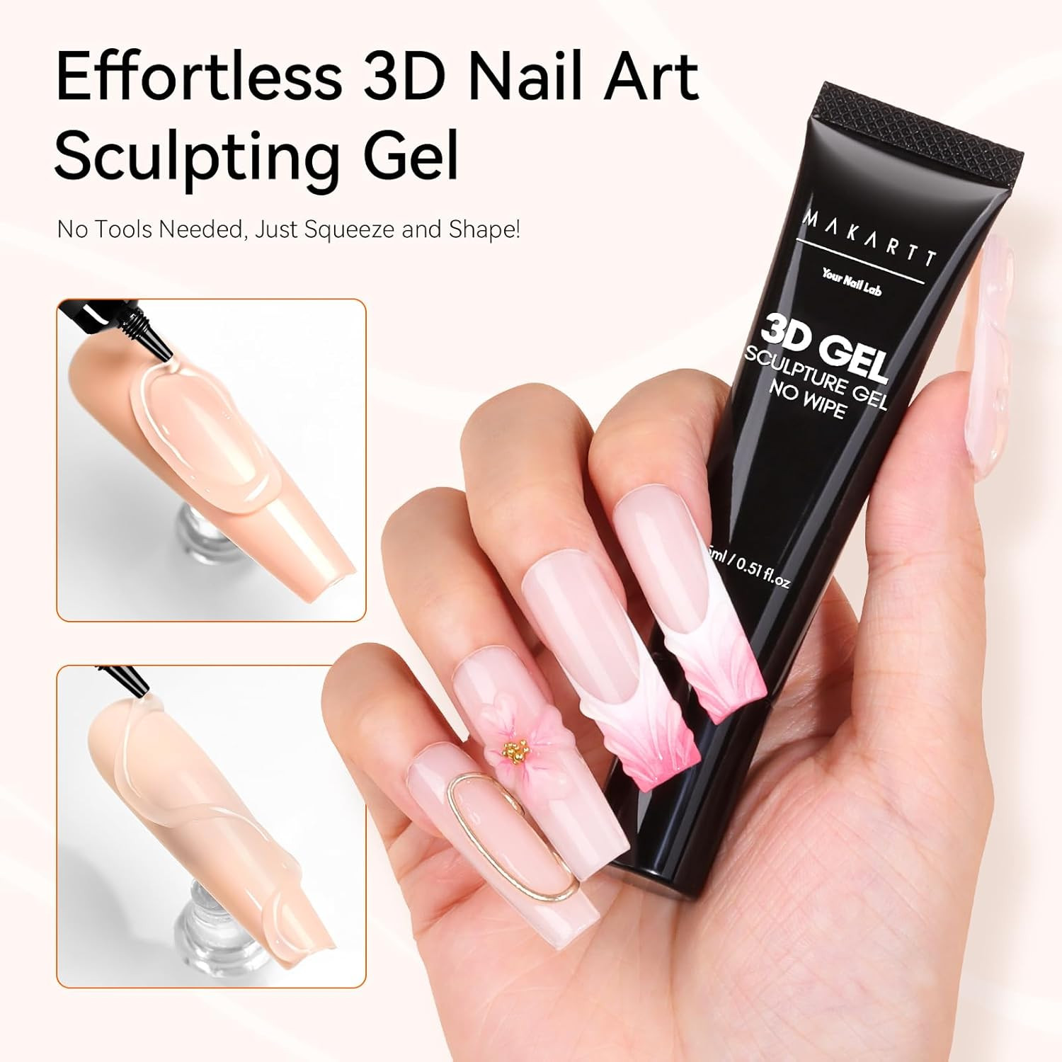 3D Gel Nail Art, Sculpting Gel Glue for Drawing, Molding, Sculpture, Gems and De