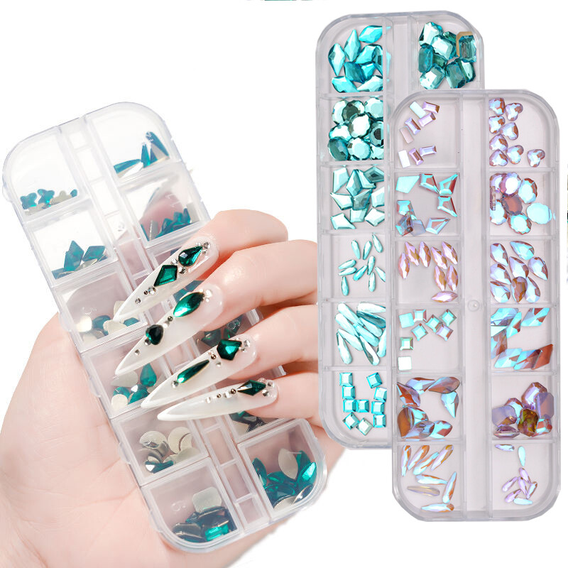 1 Box Mix SHAPE Colors Crystal Rhinestone Diamond NON hotfix Nail Art Decoration