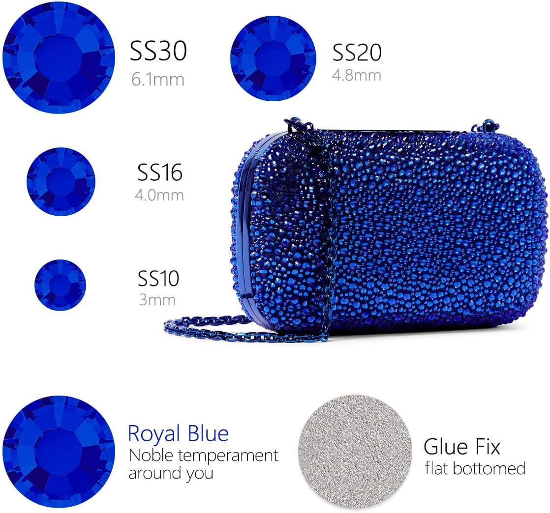 400Pcs SS30 Royal Blue Nail Rhinestones Bulk Crystal Sapphire Nail Art 6Mm Nail