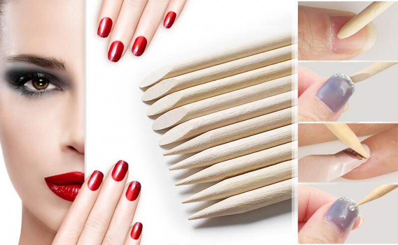 Set of 50/100 Wood Sticks for Cuticle Pusher Cuticle Removal, 4 Different Sizes