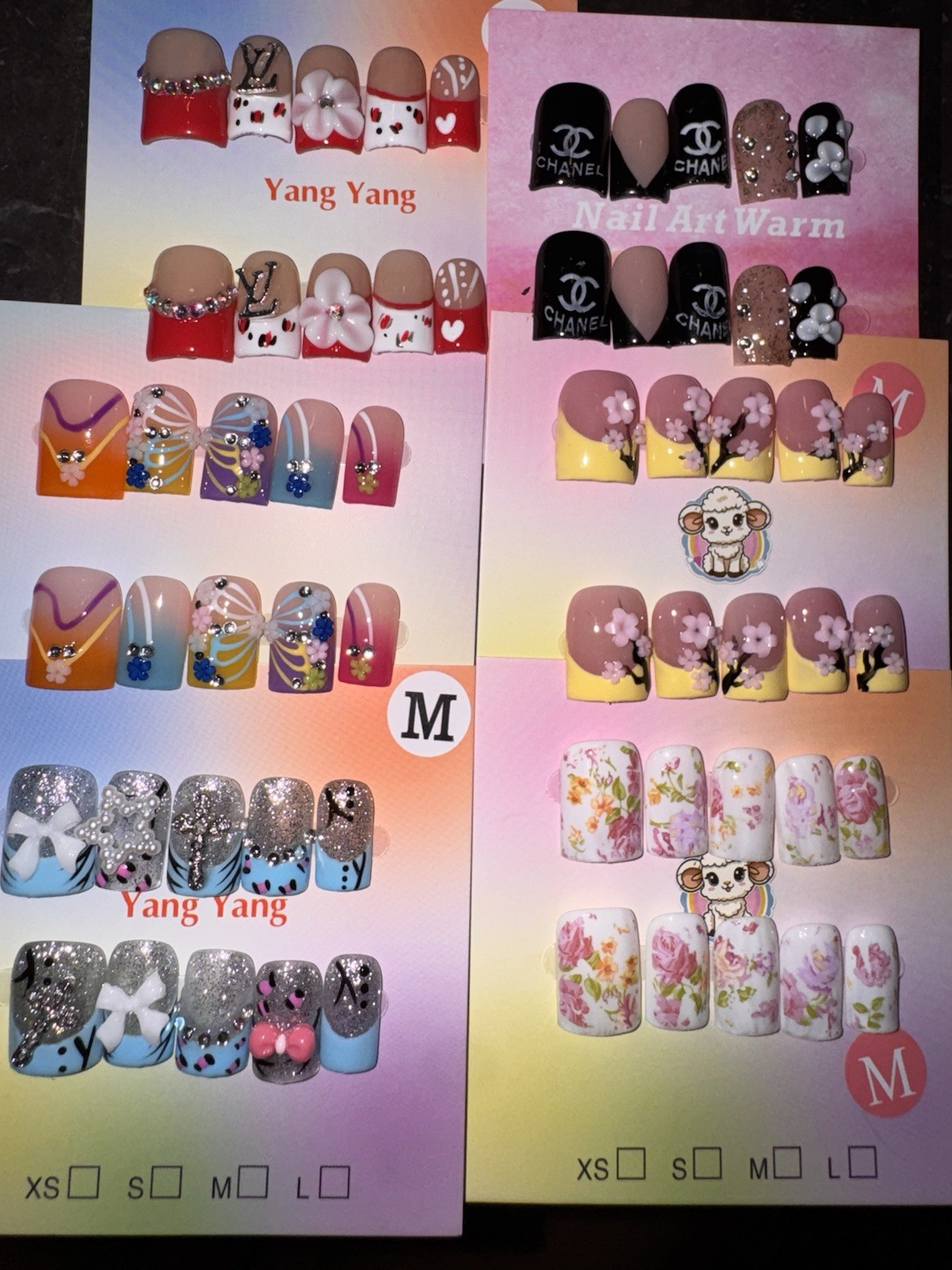 Handmade Press On Nails Square Size Medium Bundle Variety of Styles and Colors