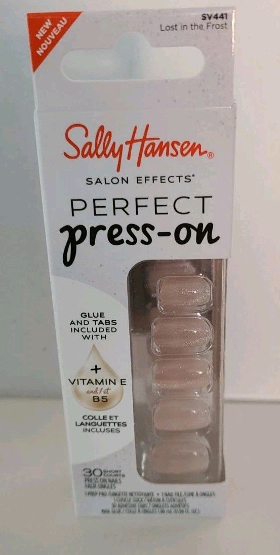 Sally Hansen Perfect Press-On Nails – Lost In the Frost | 30 Short Courts | NIB
