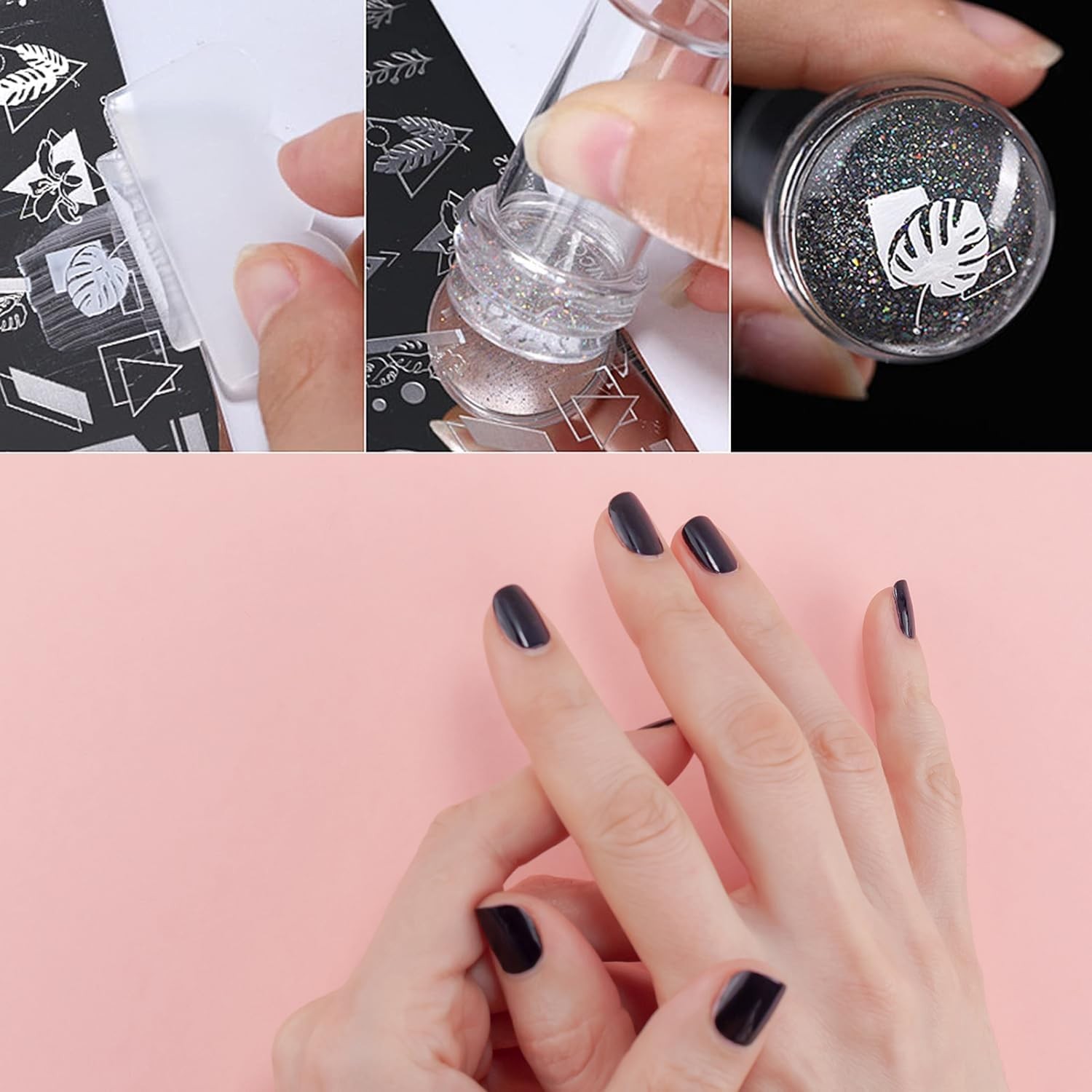 French Tip Nail Stamp Clear 14 × 5.4 cm/5.51 × 2.13 Inch, + purple