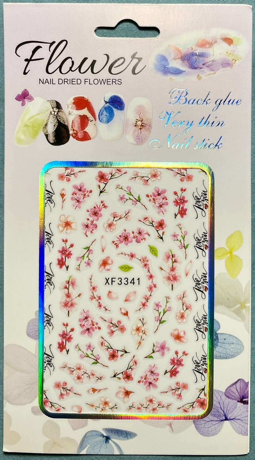 Nail Stickers Art Decal DIY Design 3D Waterproof Cherry Blossom Flower XF3341