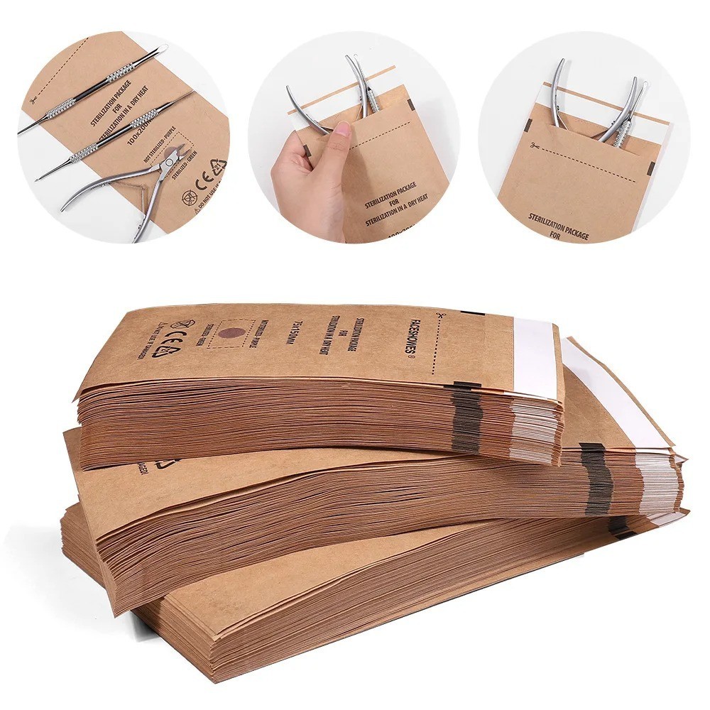 Nail Sterilizer Manicure Bag 50-100PCS Kraft Bag Heat Sterilization Disinfection