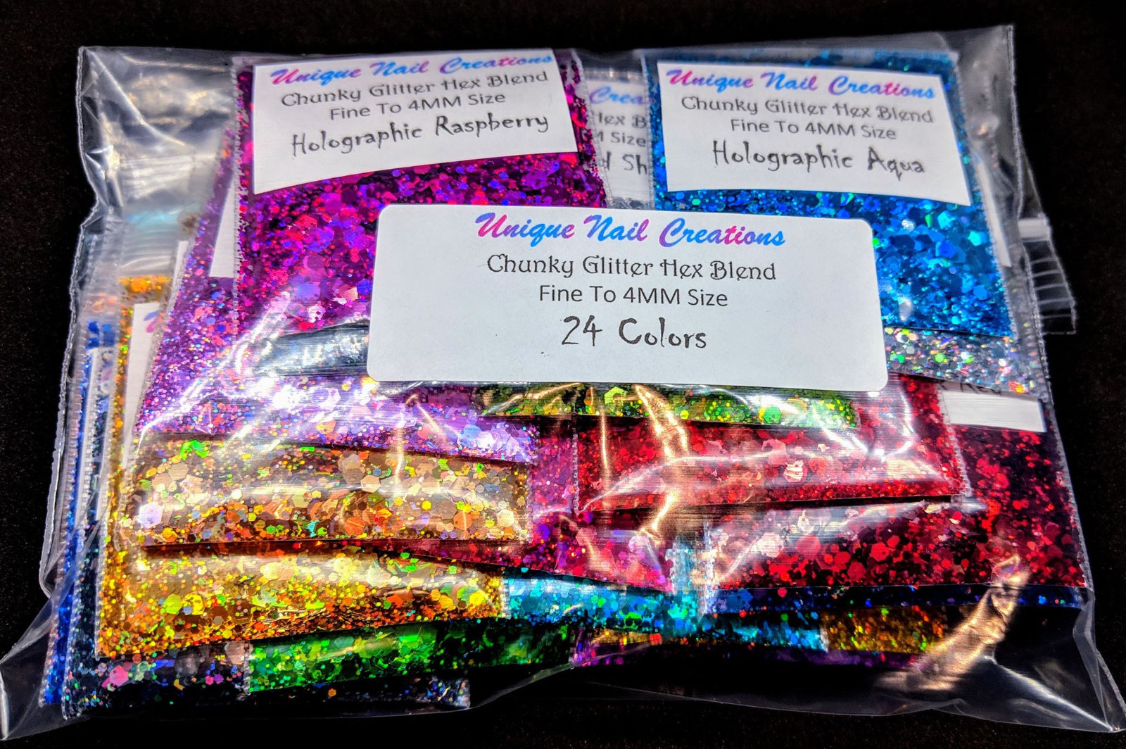 CHUNKY GLITTER HEX BLEND~U Choose~Nail Art•Acrylic•Gel•Body Art•Festival•Crafts