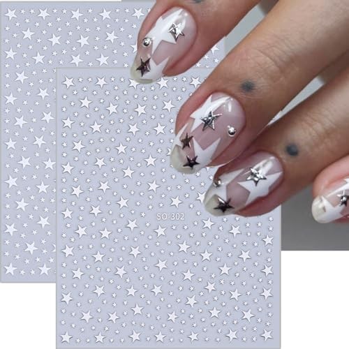 8 Sheets Star Nail Art Stickers 3D Shiny Star Nail Decals Self Star Stickers-26