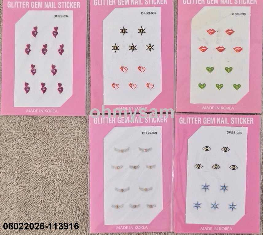 CLOSEOUT 6+5+5 NEW PACK MULTI COLOR & DES STICKER NAIL ART MANI / PEDI ‘STONE’