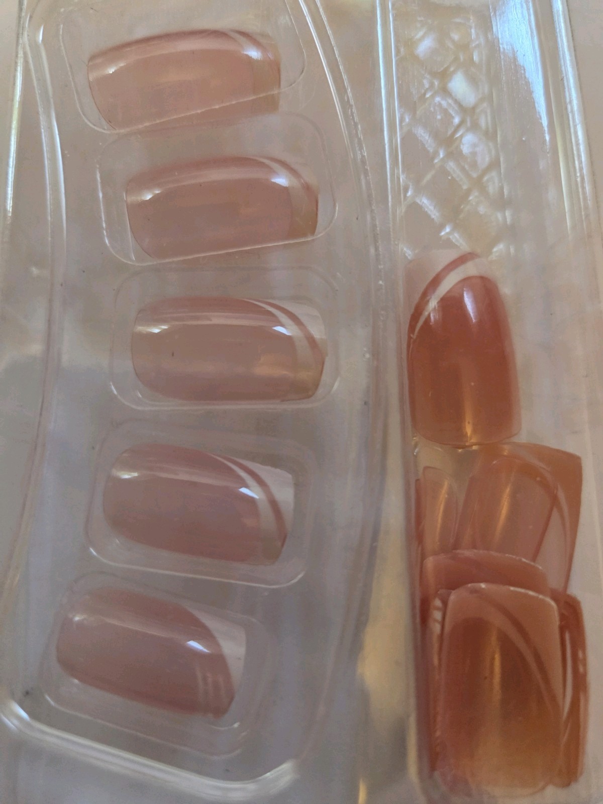 24pc pink/white swirl Glossy Finish Square Medium Fake Nails Set Women Girls NEW