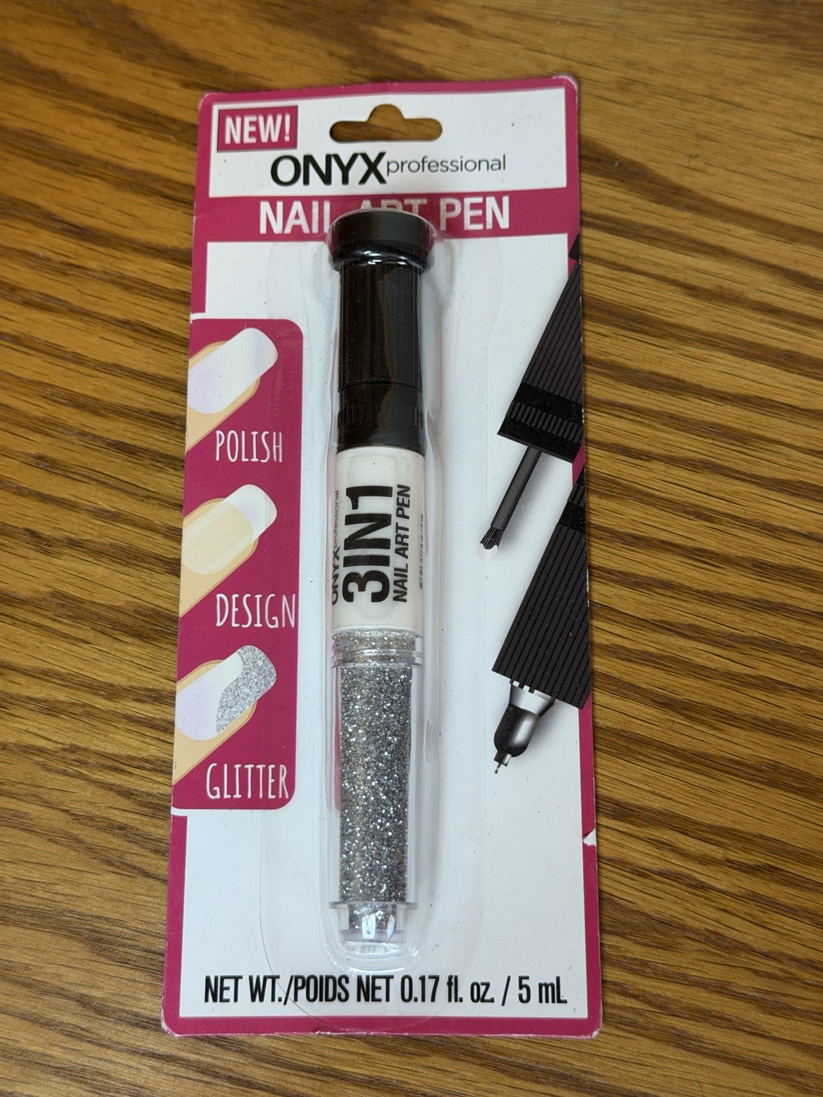 Set of 2 Onyx Professional Nail Art Pen Silver Glitter NEW Sealed