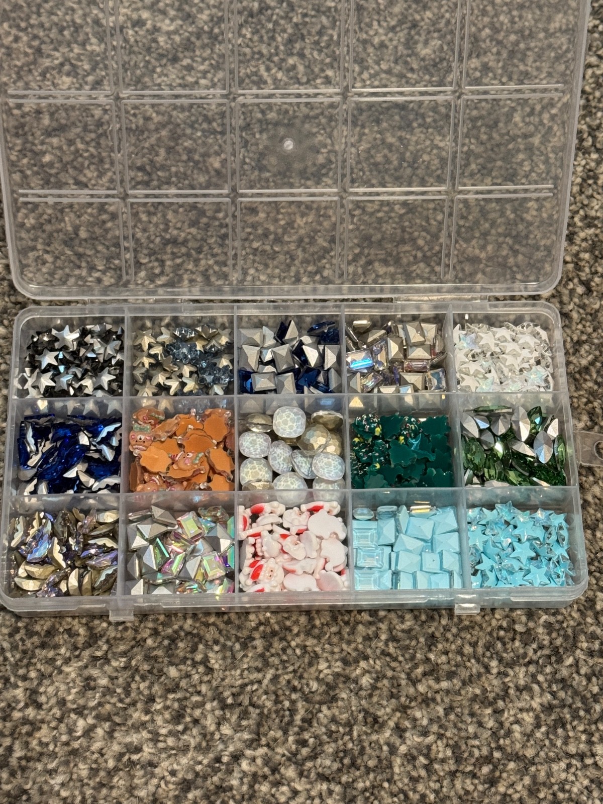 HUGE lot of Nail Charms!! Storage Boxes included! Labubu Stitch Pooh SpongeBob