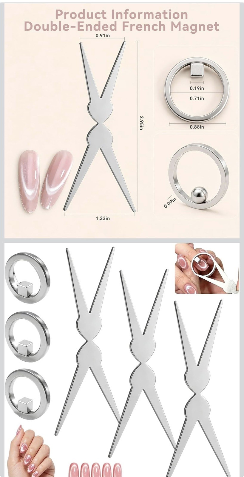 NBDIB 3PCS Ring Cat Eye Magnet for Nails, Strong Hollow Circle Magnet Too