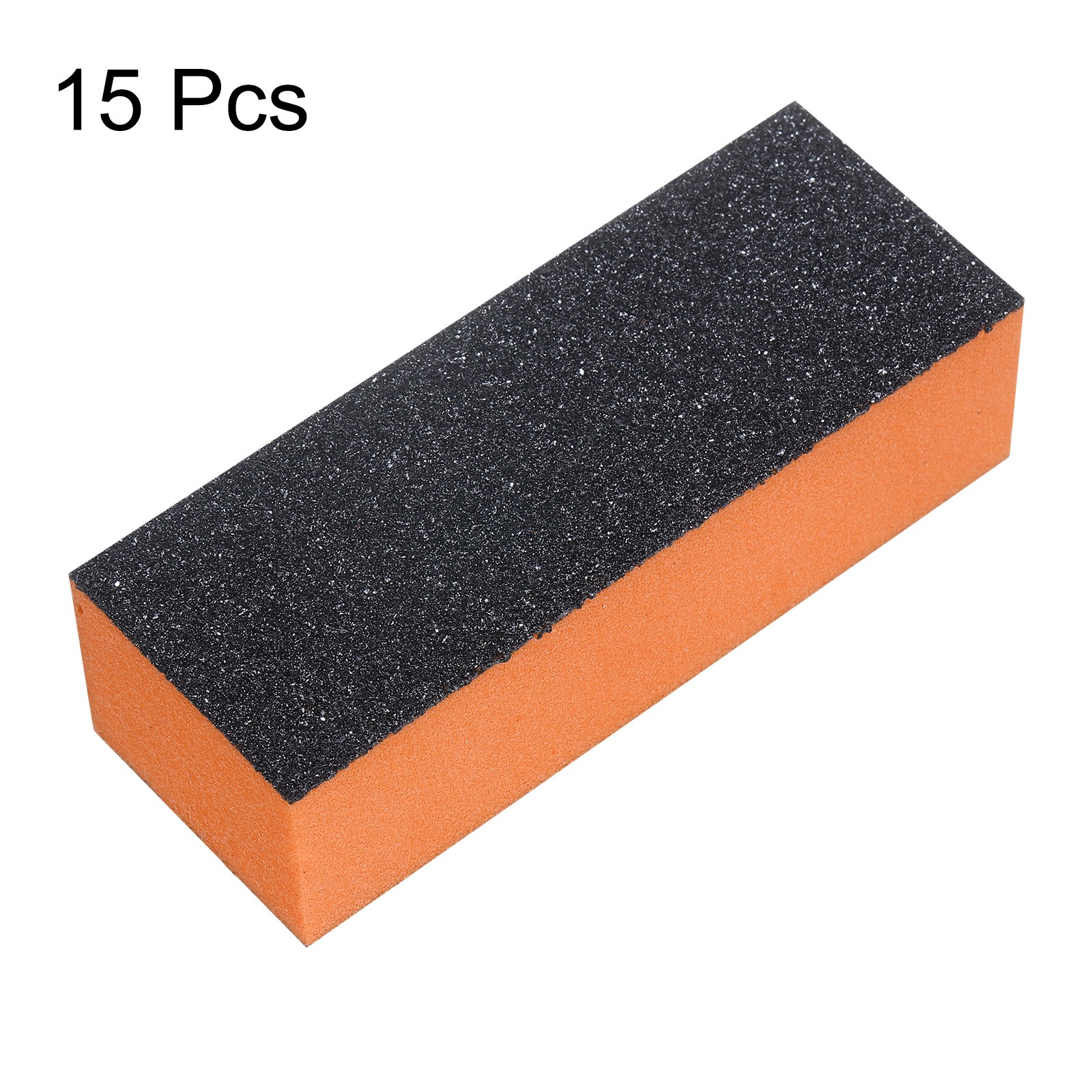 15pcs Nail Buffer Block 60/80/80 3 Sided Grit Nail File for Nail Buffing, Orange