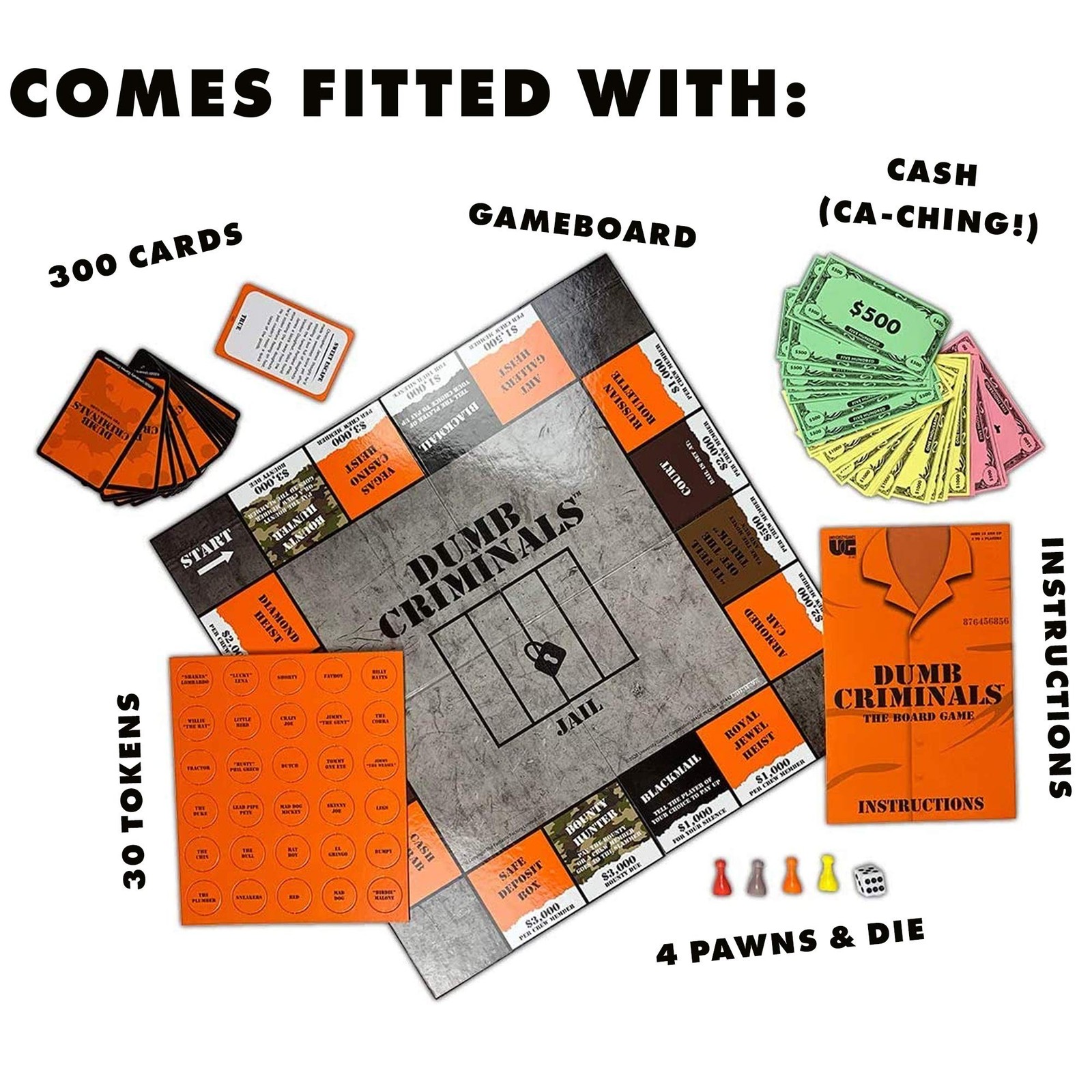 University Games, Dumb Criminals Board 8 x 2.5 x 10.5 inches, Multicolor