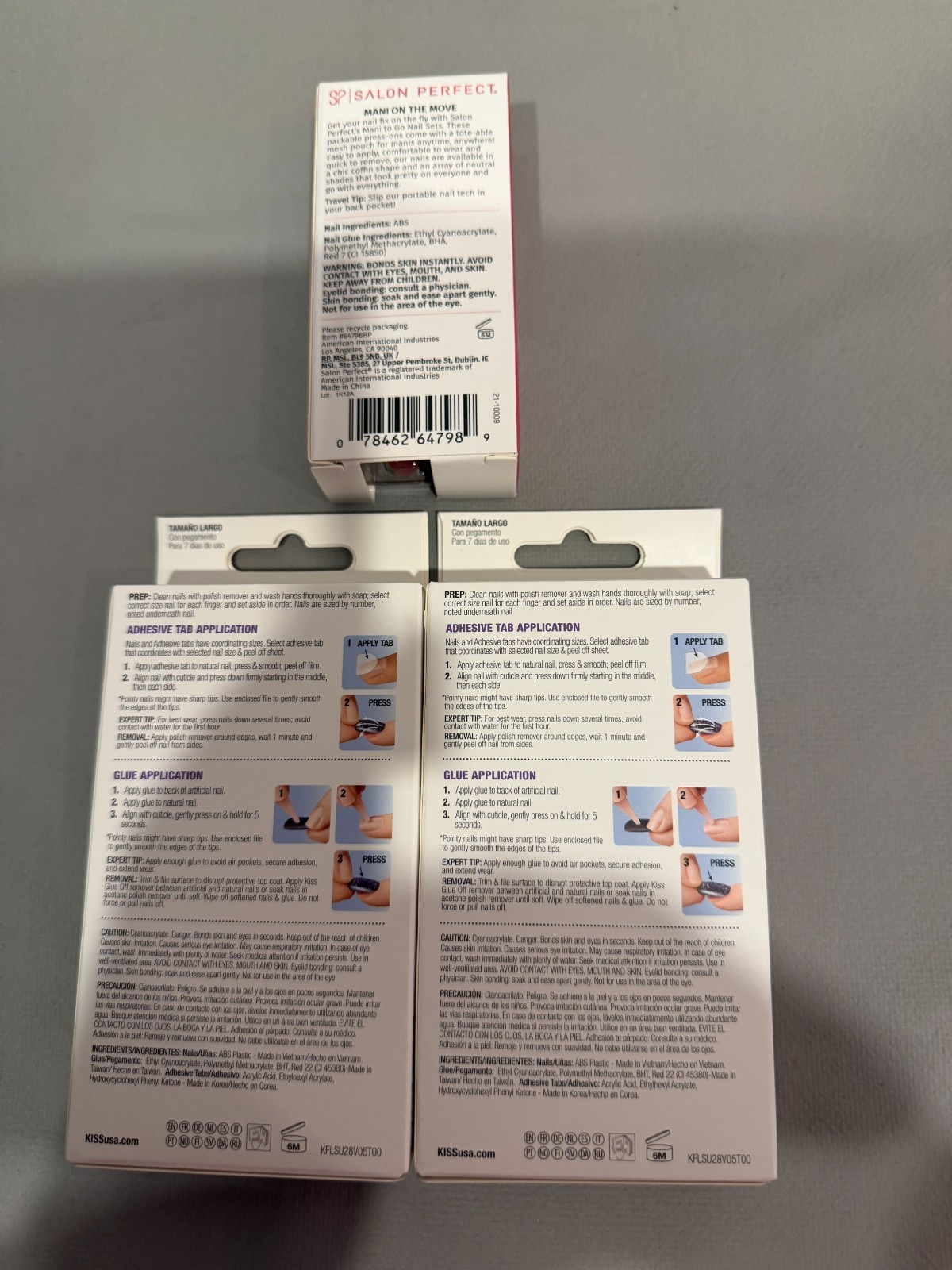 Lot of 3 Press On Nails Gel and Sculpted