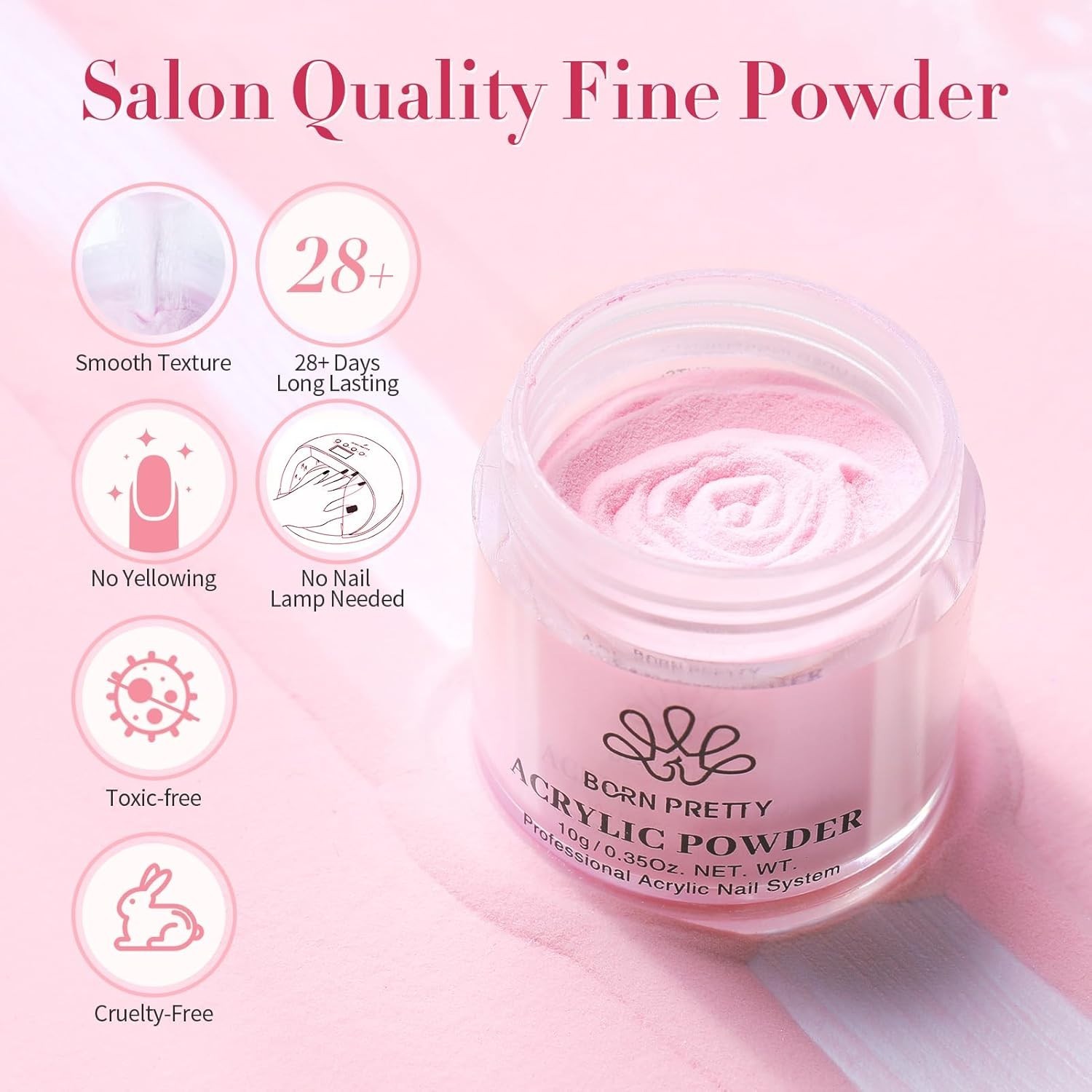 Luxury Acrylic Nail Kit: Pink, White, Clear Powder & Monomer for 40 Perfect Tips