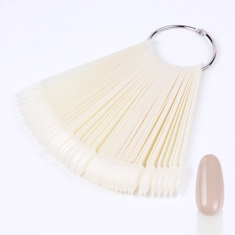 50pcs False Nail Tips Polish Palette Nail Art Practice Fan Color Sticker Display