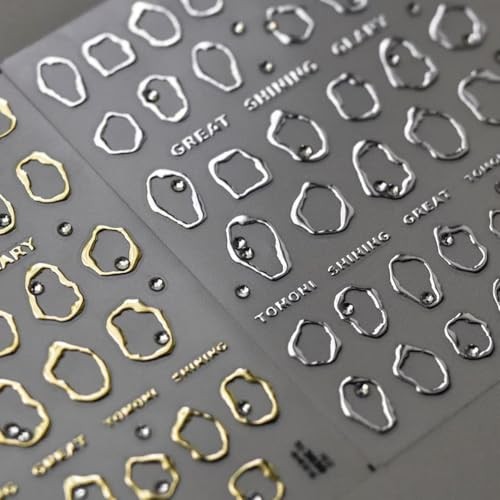 Silver Gold Nail Art Stickers Decals 5D Embossed Nail Decals for Nail Style-a