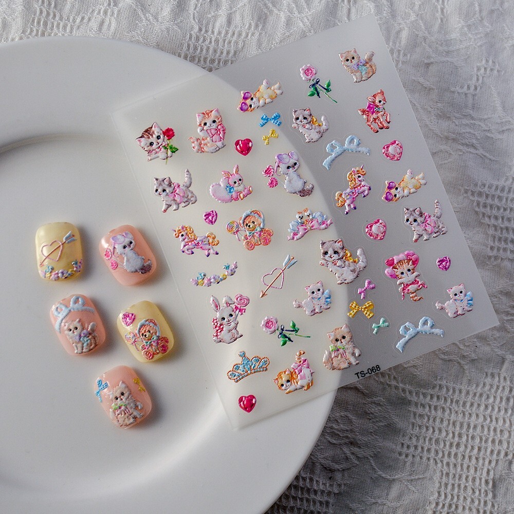 Dog Cat Animal Kitty Print Nail Stickers Decals Decoration Waterproof DIY NH27