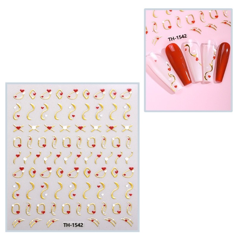 1 Sheet Unique Nail Decals with Heart and Lip Designs Gift for Valentine s Day