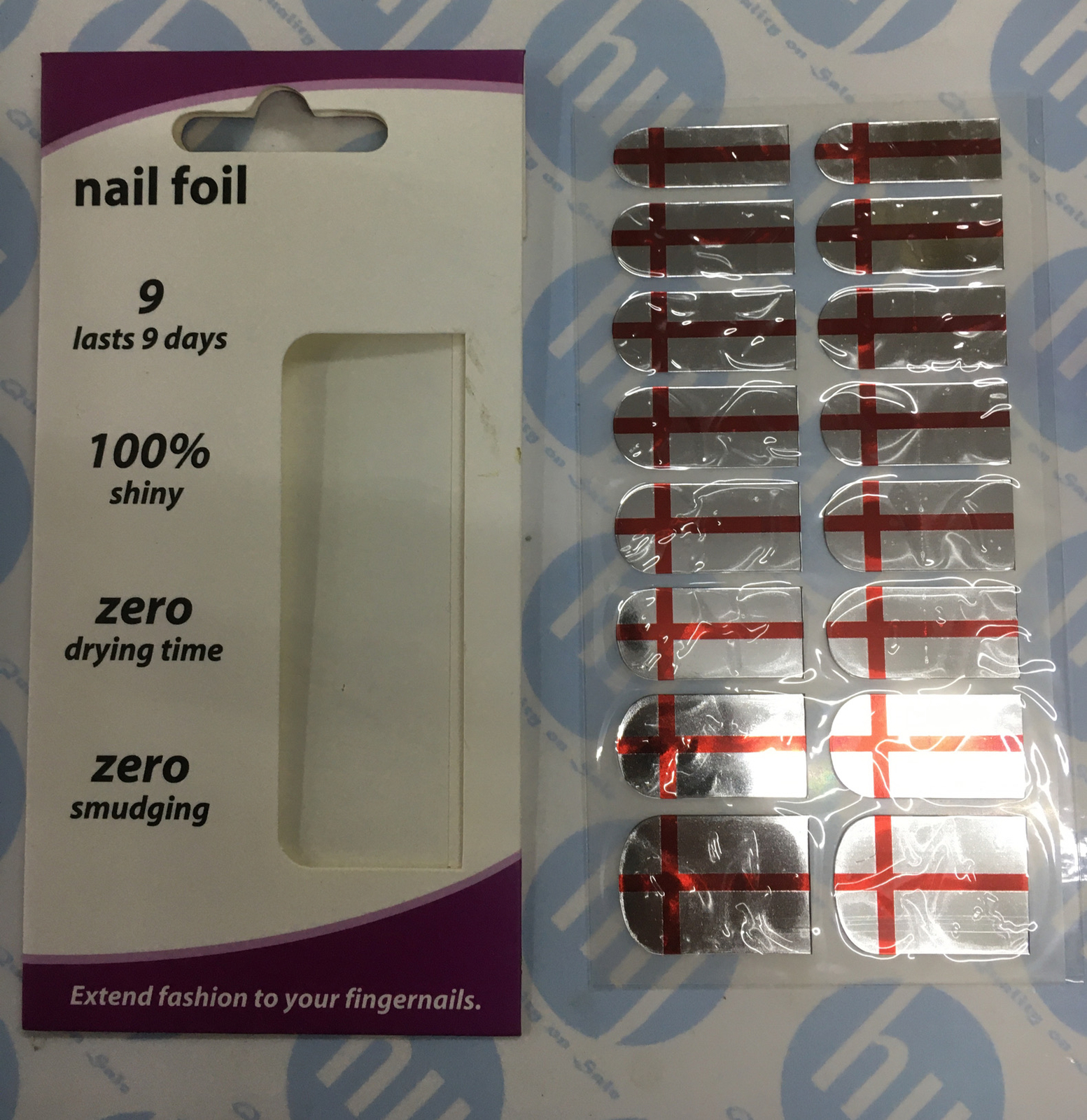 # Nail Foil England flag design 16 Pieces Nail Art *new*