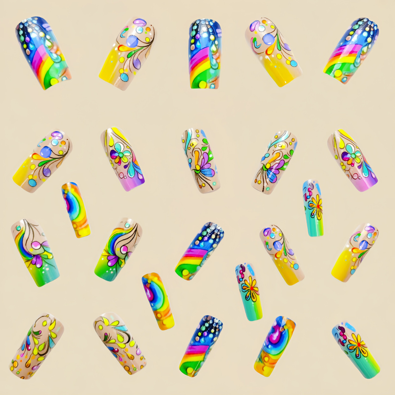 4 set （24Pcs/set ）Retro Style False Nail Art Full Cover Artificial Fake Nails