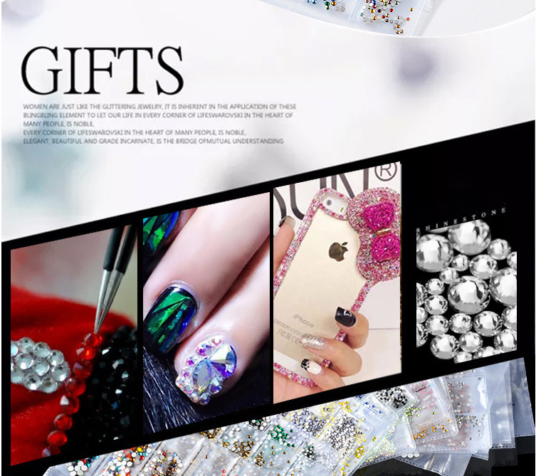 1304PCS 6Mix Size Crystal Flat Back Rhinestone Gem Nail Art Case Decoration DIY