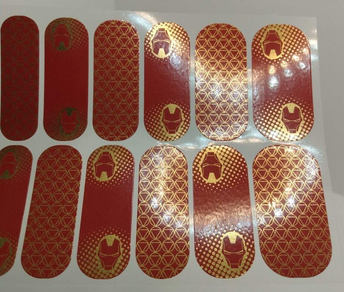 Jamberry Nail Wrap “I am Iron Man” Gold Red Marvel Full Sheet