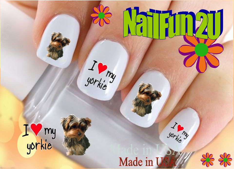 Nail Art 157A DOG BREED Yorkie I Love WaterSlide Nail Decals Transfers Sticker