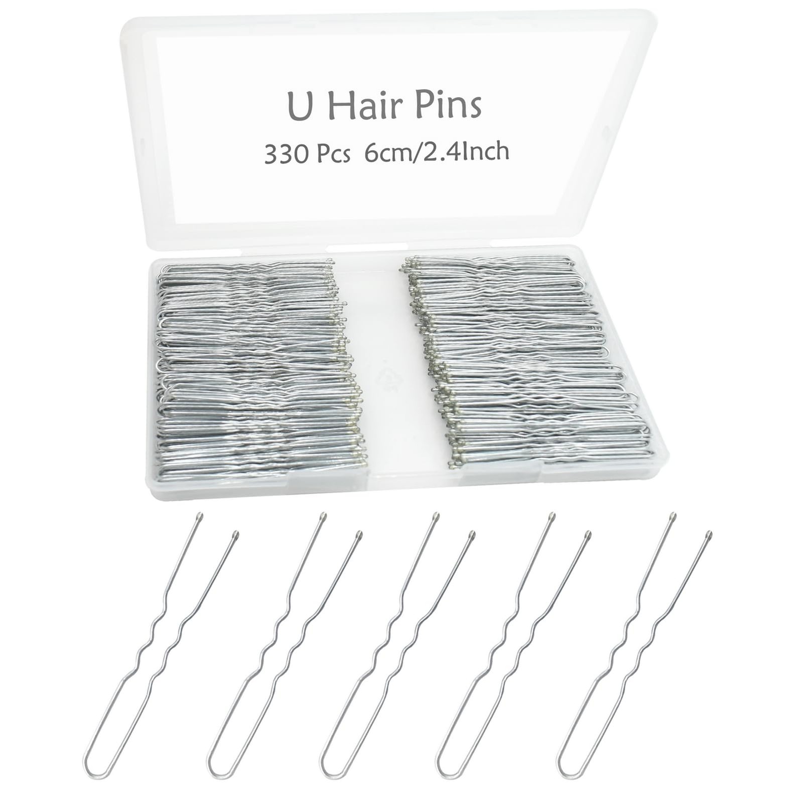 330 Count U Shaped Silver Hair Pins 1 (Pack of 330), Silver(2.4Inch)