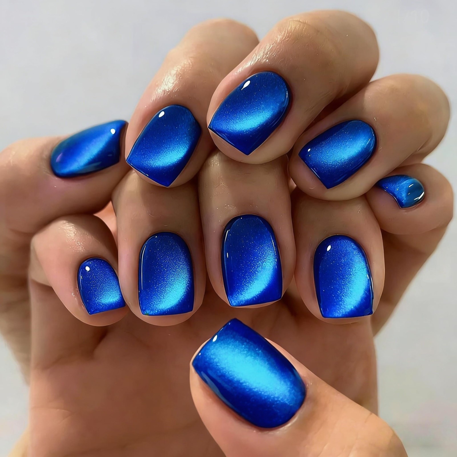 KXAMELIE Royal Blue Cat Eye Press on 30 Pieces(Pack of 1), square royal blue